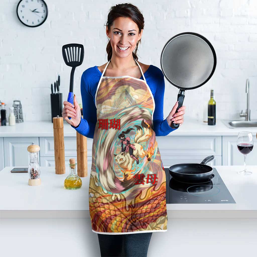 Sango and Kirara Inuyasha Series Apron Mythical Anime Style with Flame and Scale Motif