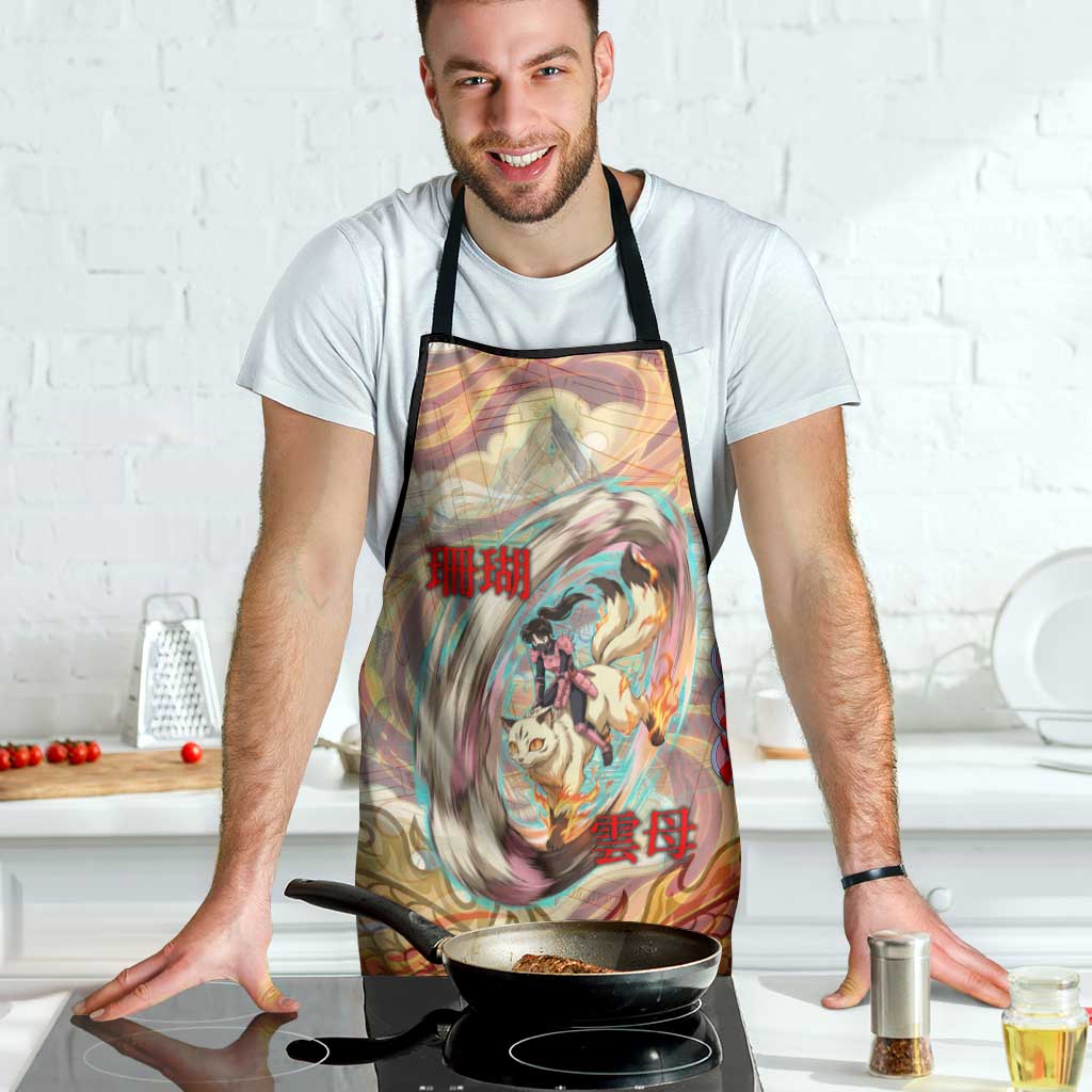 Sango and Kirara Inuyasha Series Apron Mythical Anime Style with Flame and Scale Motif