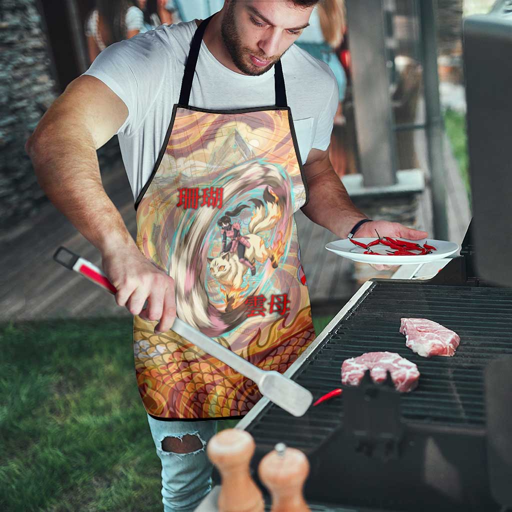 Sango and Kirara Inuyasha Series Apron Mythical Anime Style with Flame and Scale Motif