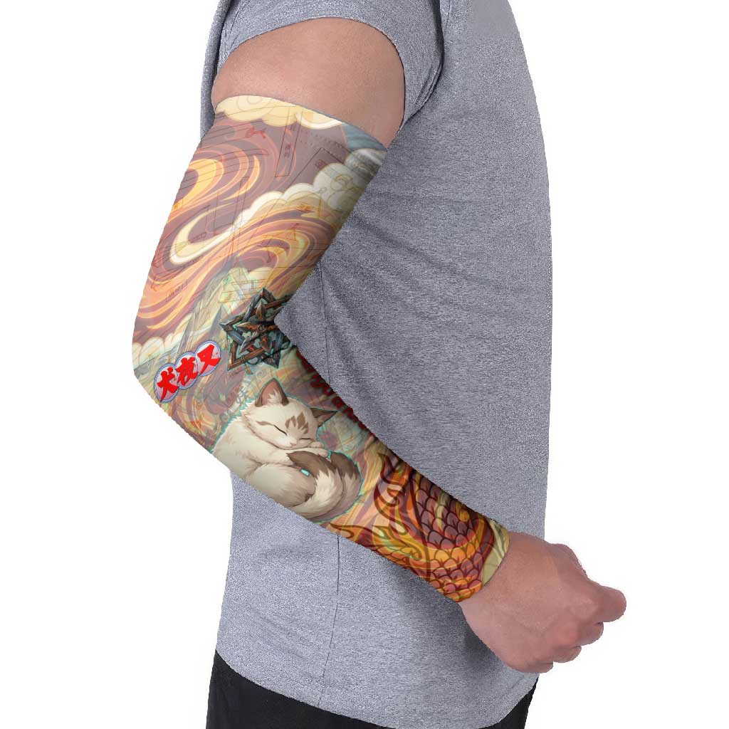 Sango and Kirara Inuyasha Series Arm Sleeves Mythical Anime Style with Flame and Scale Motif