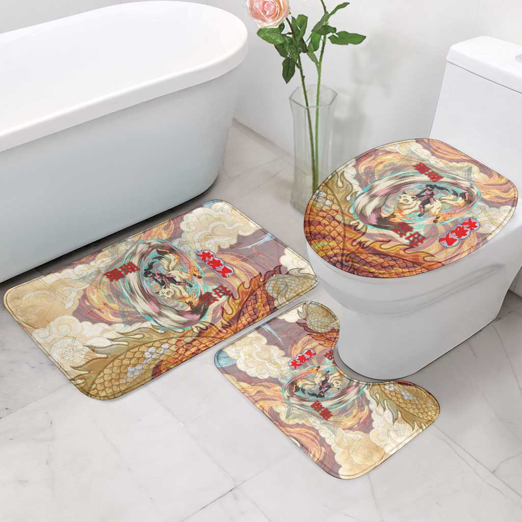Sango and Kirara Inuyasha Series Bathroom Set Mythical Anime Style with Flame and Scale Motif