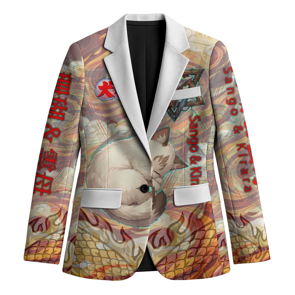 Sango and Kirara Inuyasha Series Blazer Mythical Anime Style with Flame and Scale Motif