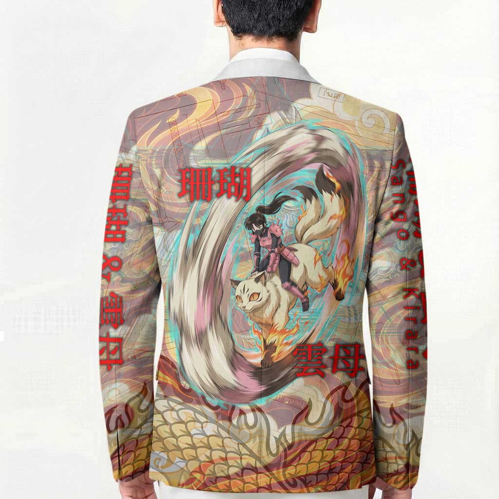 Sango and Kirara Inuyasha Series Blazer Mythical Anime Style with Flame and Scale Motif