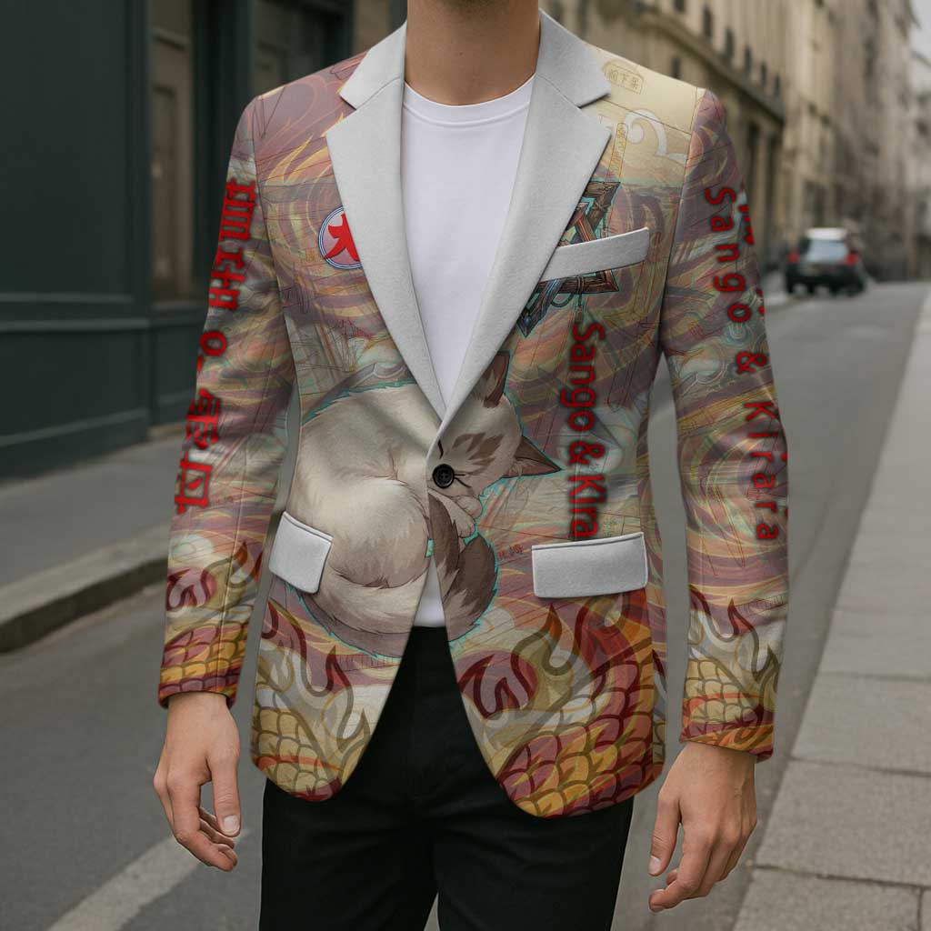Sango and Kirara Inuyasha Series Blazer Mythical Anime Style with Flame and Scale Motif