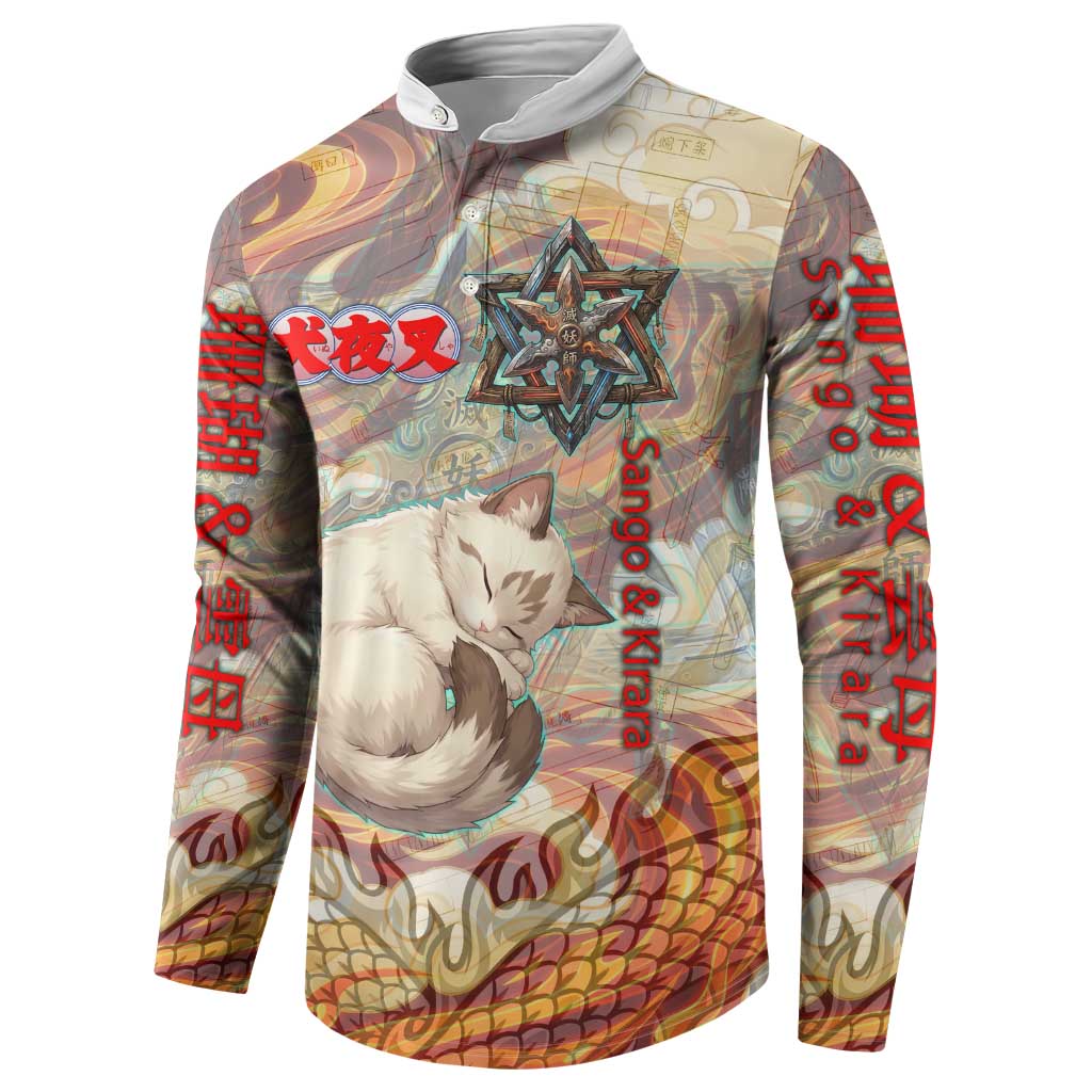 Sango and Kirara Inuyasha Series Button Sweatshirt Mythical Anime Style with Flame and Scale Motif