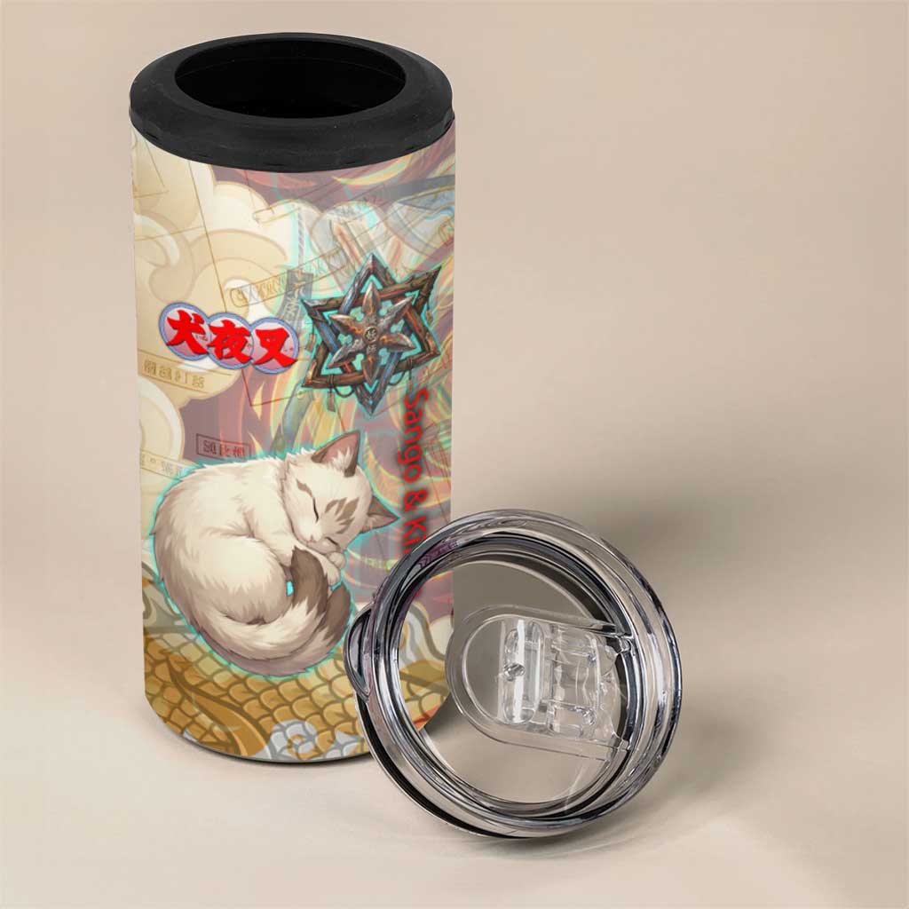 Sango and Kirara Inuyasha Series 4 in 1 Can Cooler Tumbler Mythical Anime Style with Flame and Scale Motif