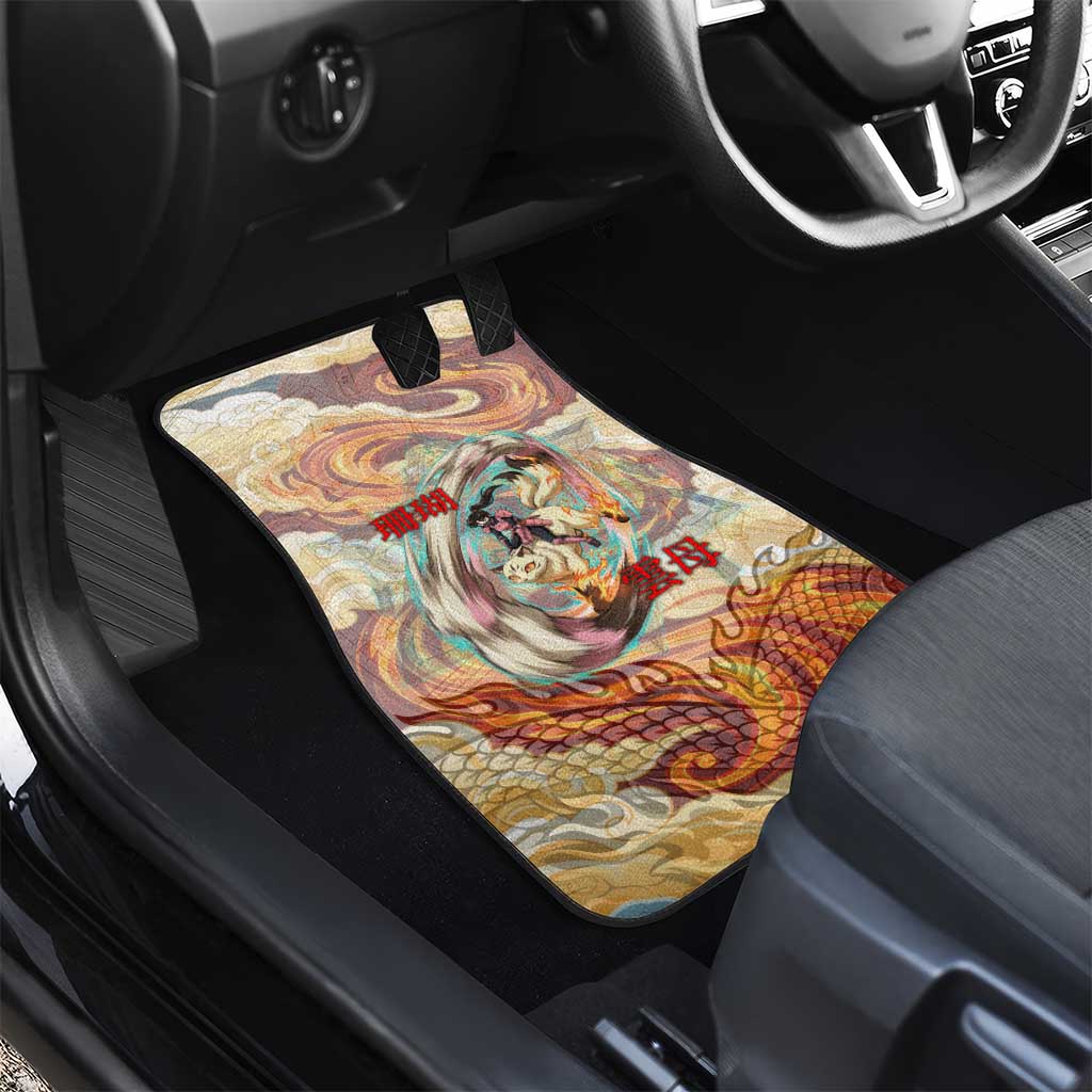 Sango and Kirara Inuyasha Series Car Mats Mythical Anime Style with Flame and Scale Motif