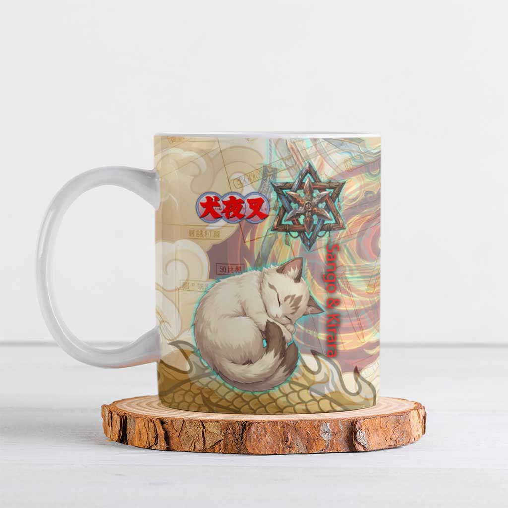 Sango and Kirara Inuyasha Series Ceramic Mug Mythical Anime Style with Flame and Scale Motif