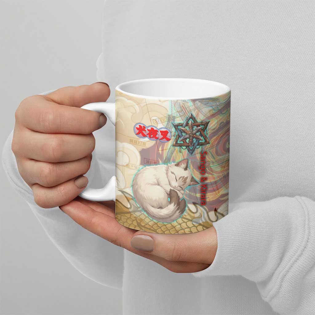 Sango and Kirara Inuyasha Series Ceramic Mug Mythical Anime Style with Flame and Scale Motif