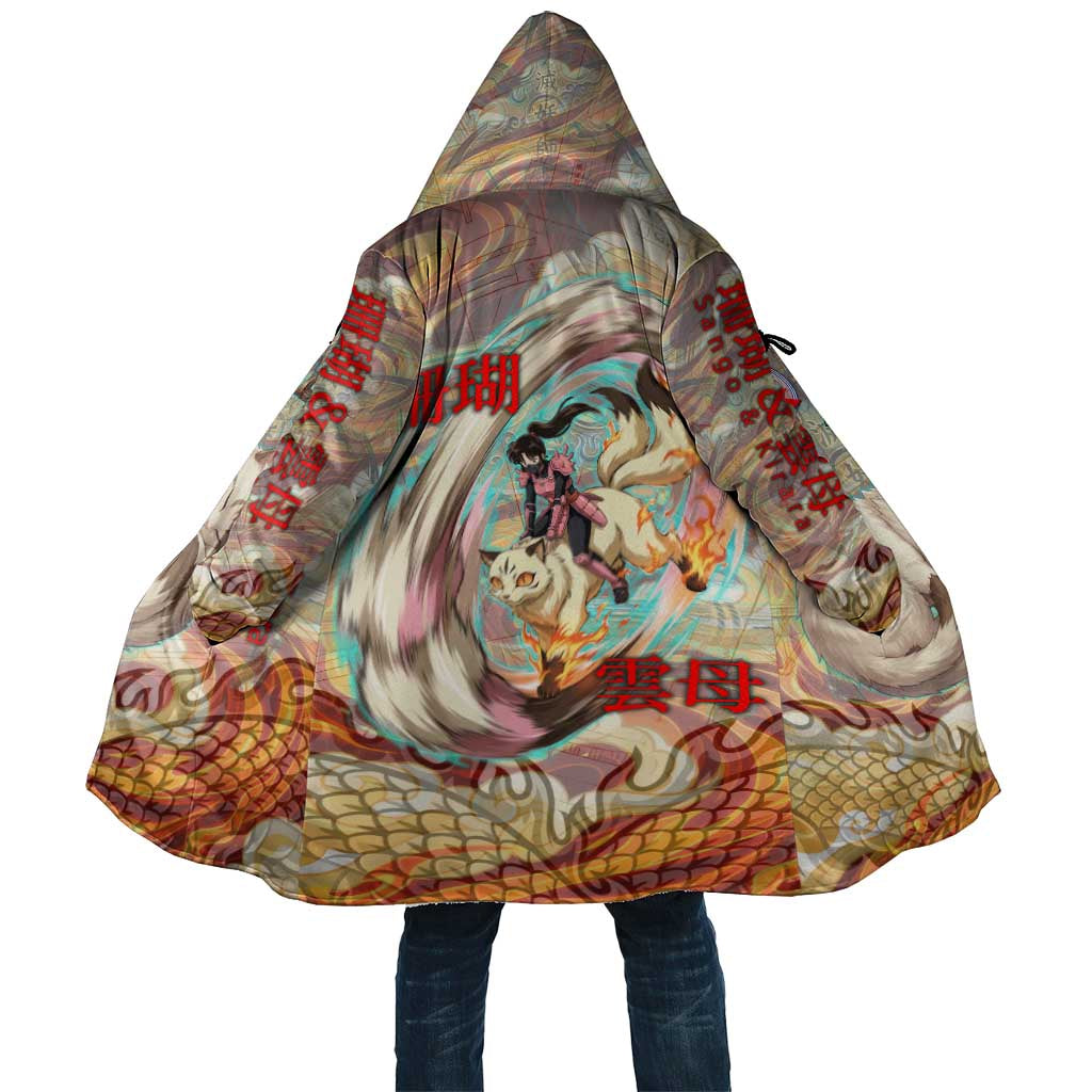 Sango and Kirara Inuyasha Series Cloak Mythical Anime Style with Flame and Scale Motif