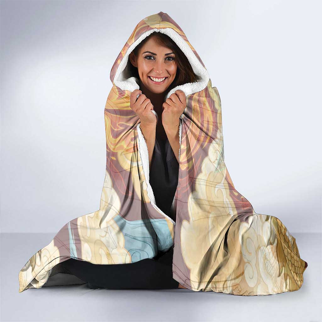 Sango and Kirara Inuyasha Series Hooded Blanket Mythical Anime Style with Flame and Scale Motif