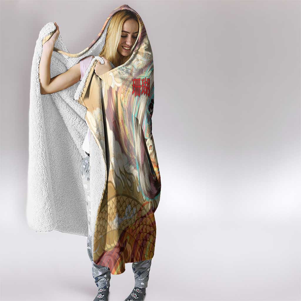 Sango and Kirara Inuyasha Series Hooded Blanket Mythical Anime Style with Flame and Scale Motif