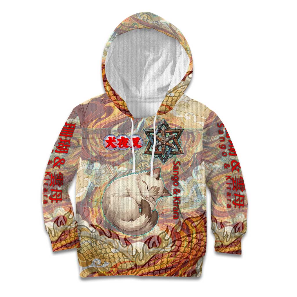 Sango and Kirara Inuyasha Series Kid Hoodie Mythical Anime Style with Flame and Scale Motif