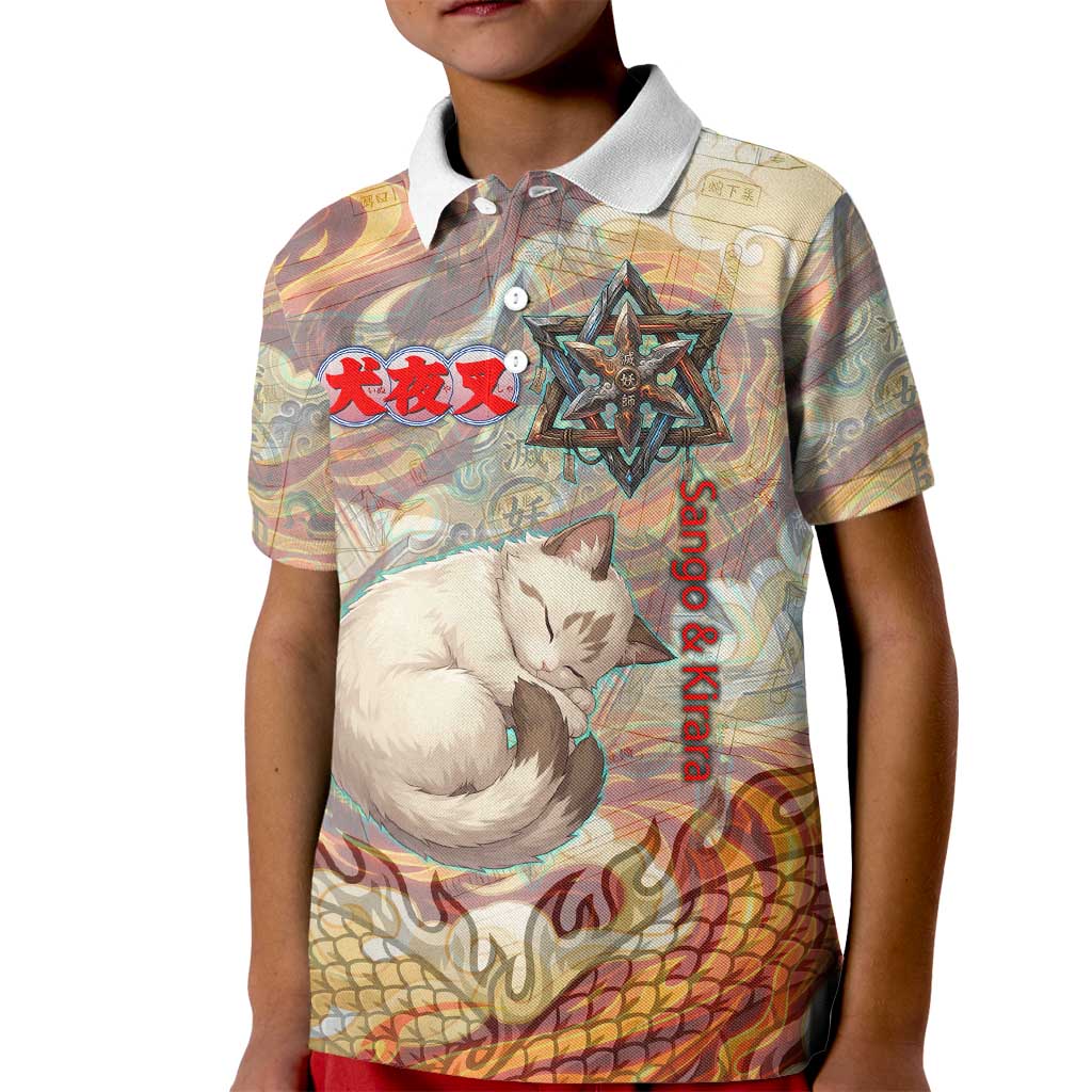 Sango and Kirara Inuyasha Series Kid Polo Shirt Mythical Anime Style with Flame and Scale Motif