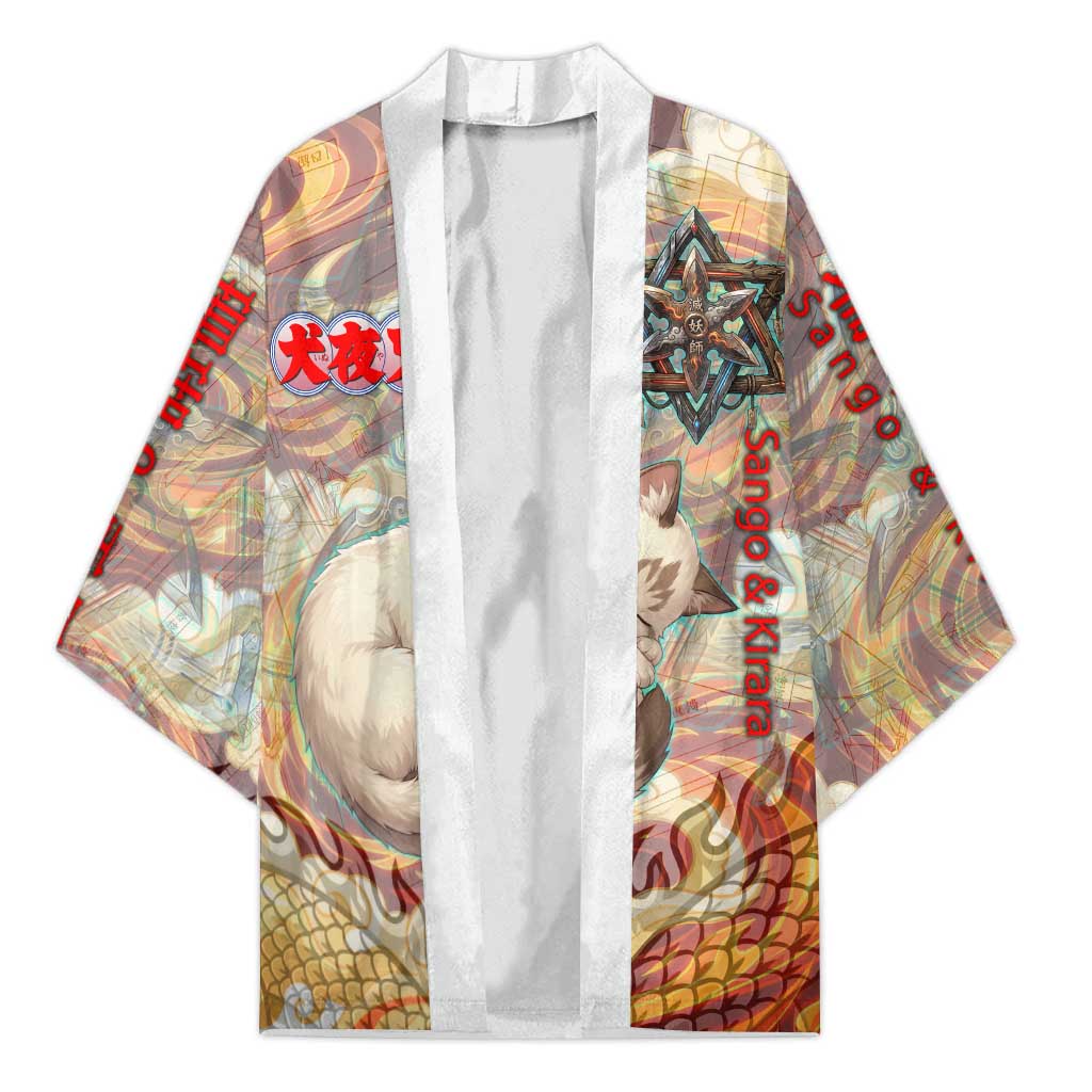 Sango and Kirara Inuyasha Series Kimono Mythical Anime Style with Flame and Scale Motif