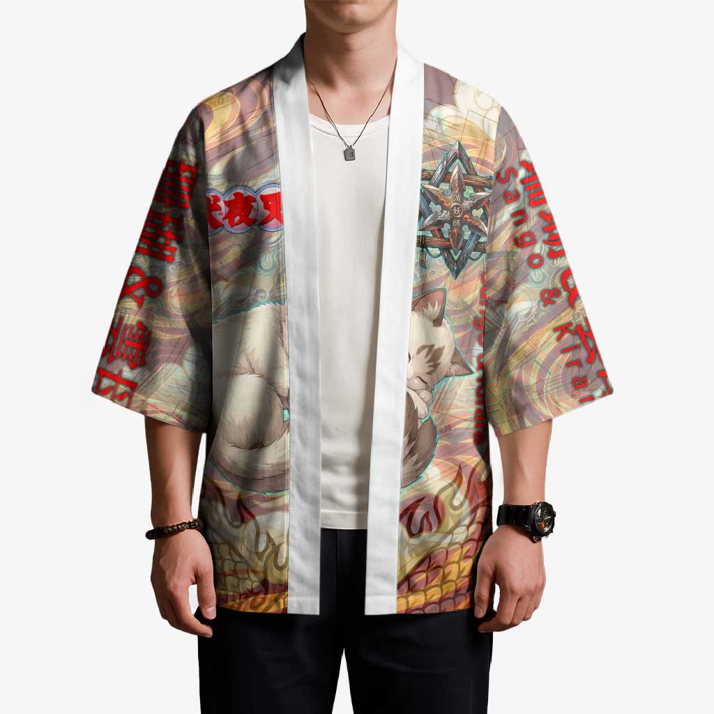 Sango and Kirara Inuyasha Series Kimono Mythical Anime Style with Flame and Scale Motif