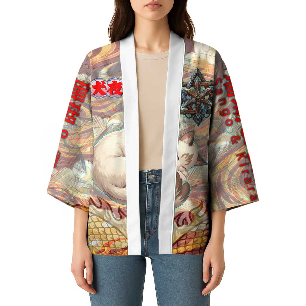 Sango and Kirara Inuyasha Series Kimono Mythical Anime Style with Flame and Scale Motif