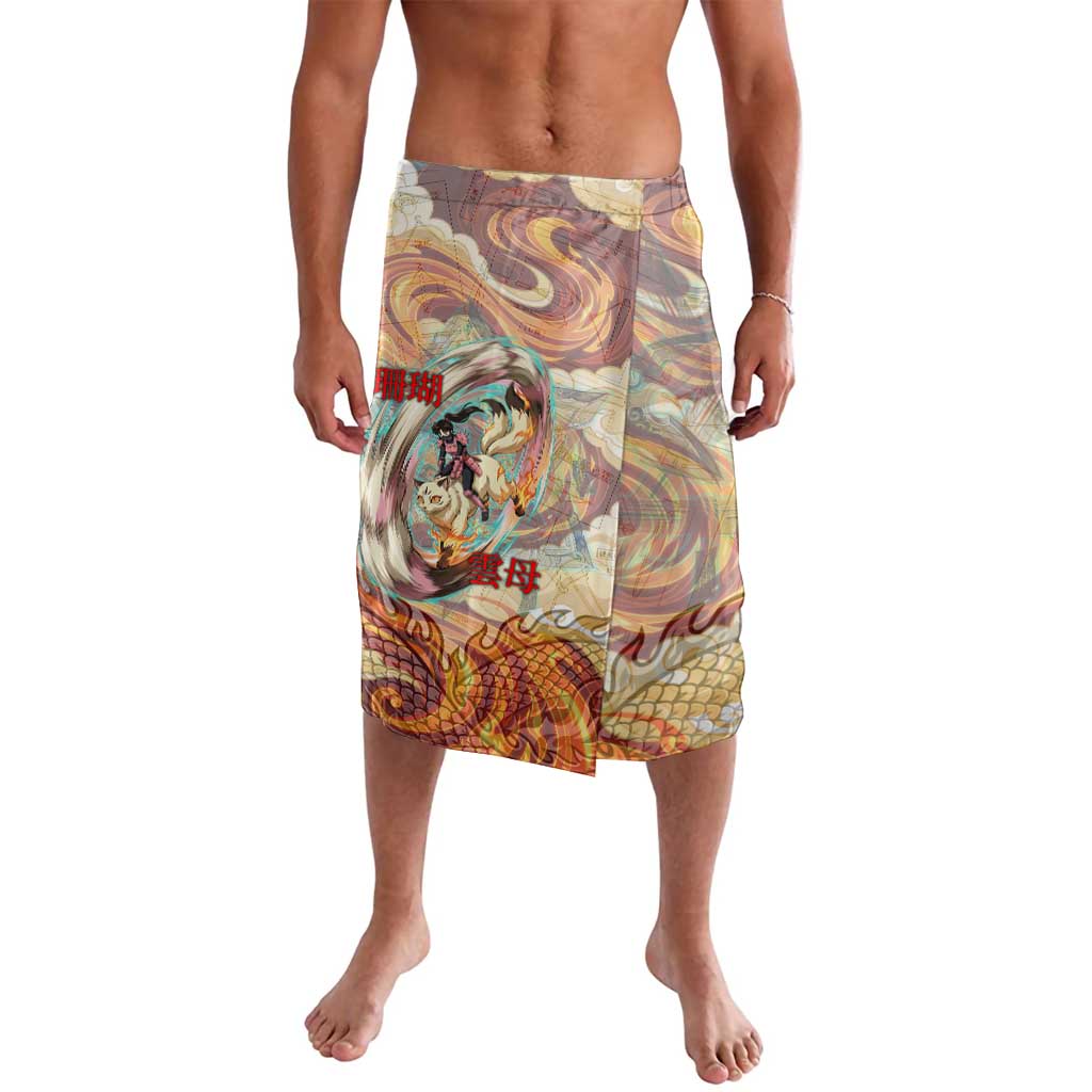 Sango and Kirara Inuyasha Series Lavalava Mythical Anime Style with Flame and Scale Motif