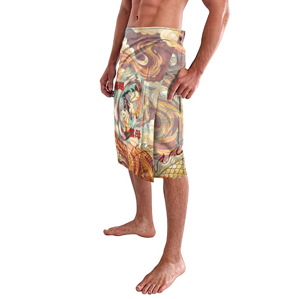 Sango and Kirara Inuyasha Series Lavalava Mythical Anime Style with Flame and Scale Motif
