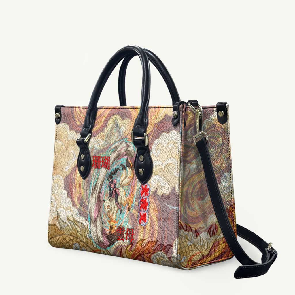 Sango and Kirara Inuyasha Series Leather Bag Mythical Anime Style with Flame and Scale Motif
