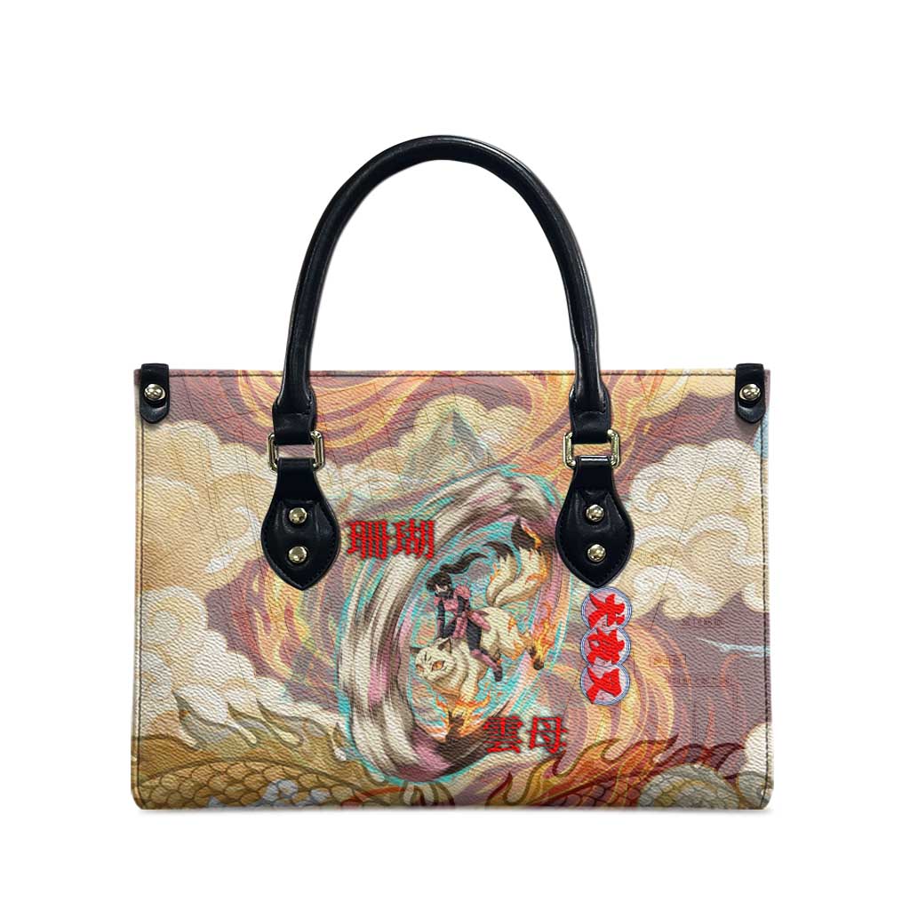 Sango and Kirara Inuyasha Series Leather Bag Mythical Anime Style with Flame and Scale Motif