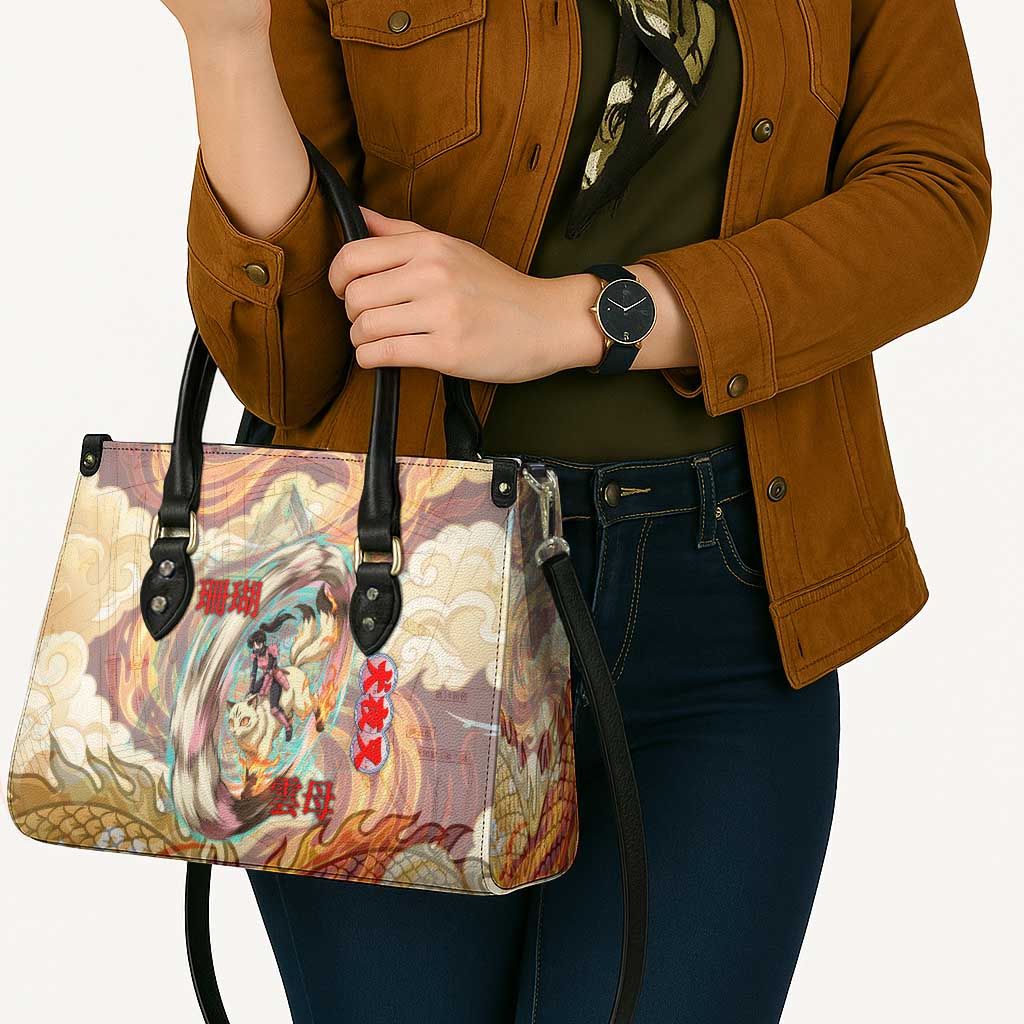 Sango and Kirara Inuyasha Series Leather Bag Mythical Anime Style with Flame and Scale Motif