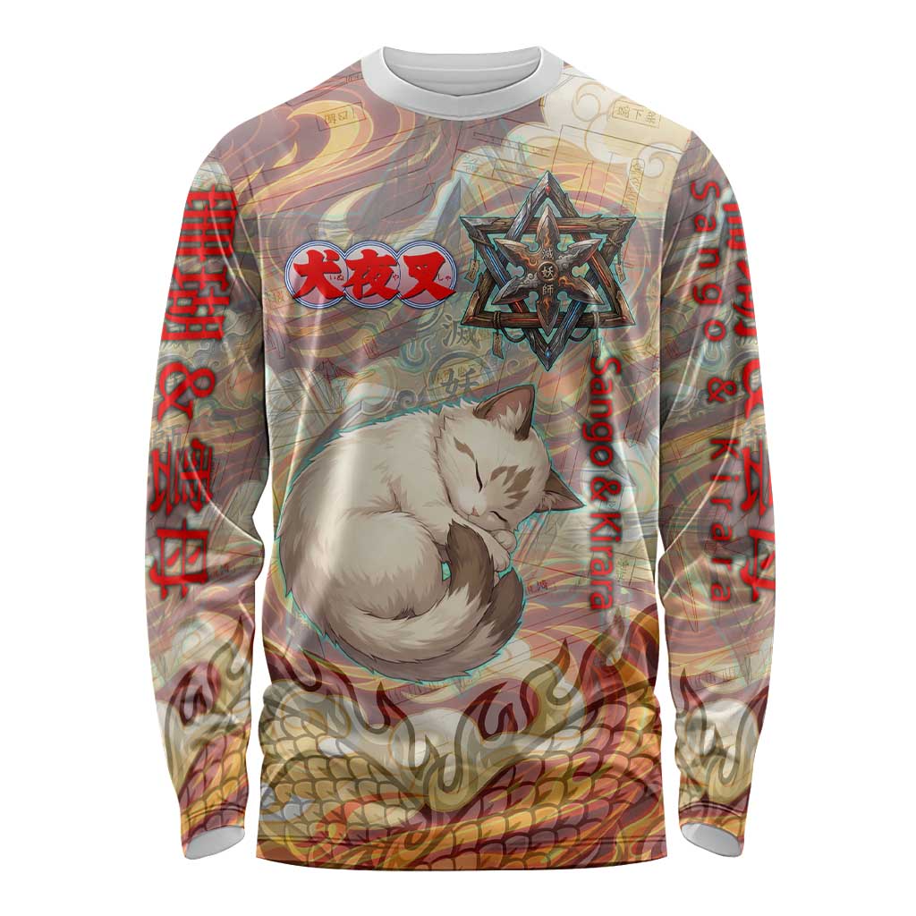Sango and Kirara Inuyasha Series Long Sleeve Shirt Mythical Anime Style with Flame and Scale Motif