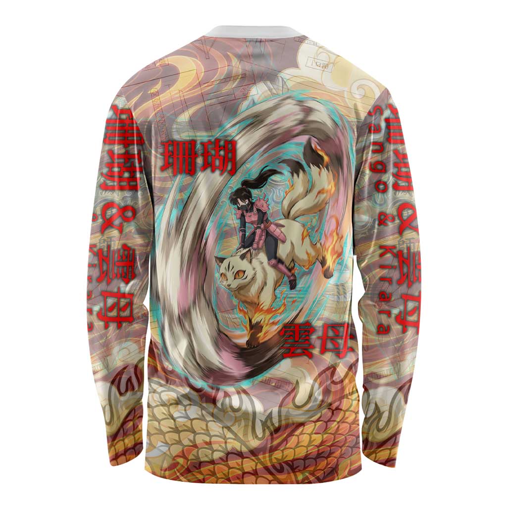 Sango and Kirara Inuyasha Series Long Sleeve Shirt Mythical Anime Style with Flame and Scale Motif