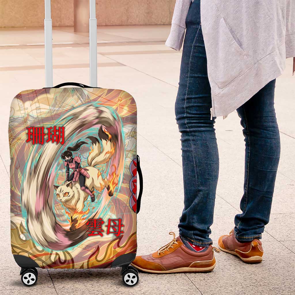 Sango and Kirara Inuyasha Series Luggage Cover Mythical Anime Style with Flame and Scale Motif