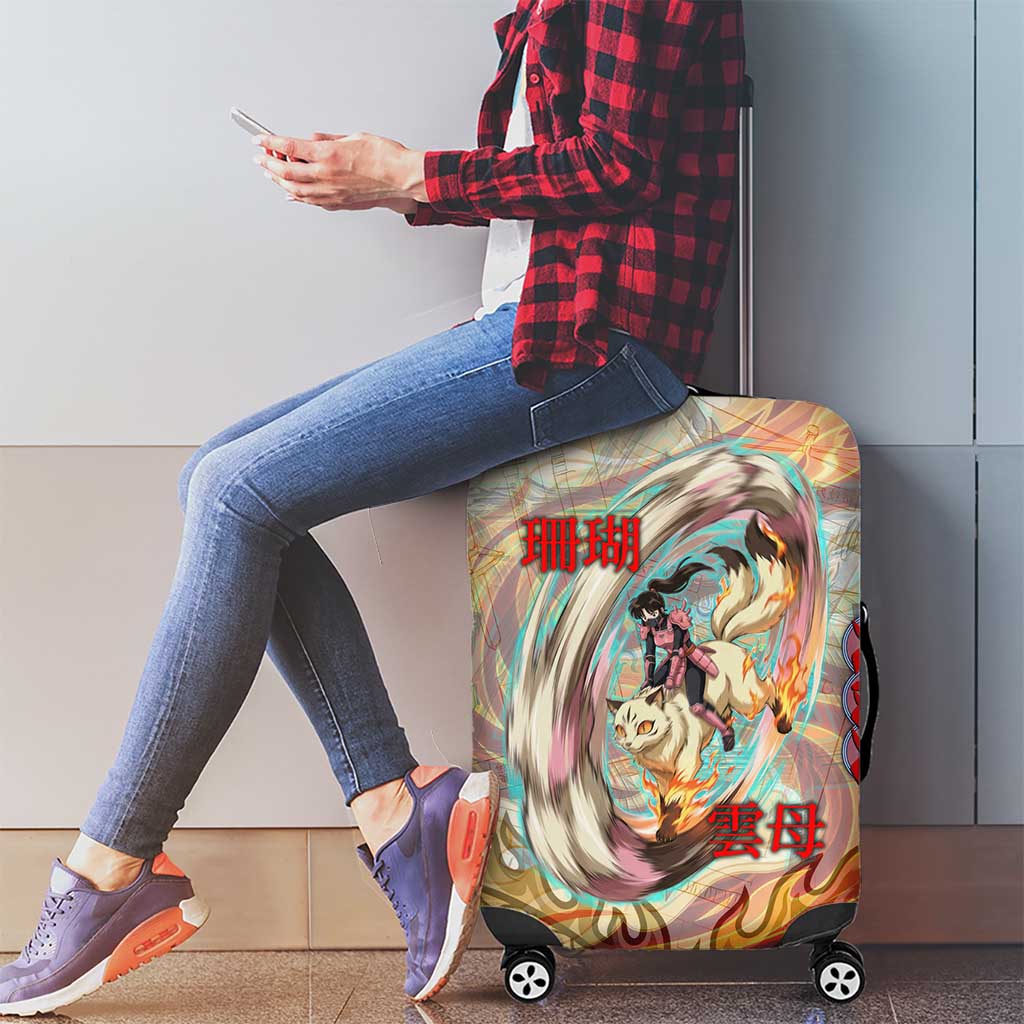 Sango and Kirara Inuyasha Series Luggage Cover Mythical Anime Style with Flame and Scale Motif