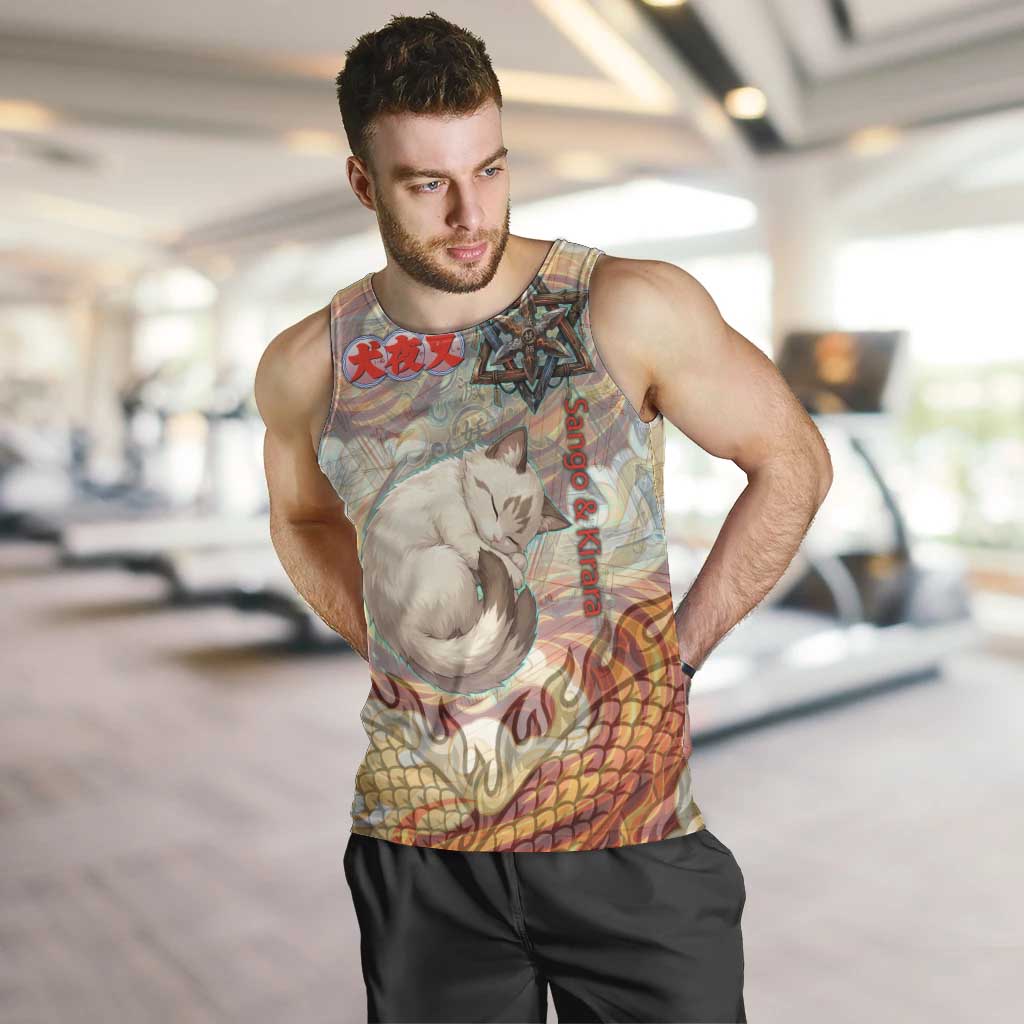 Sango and Kirara Inuyasha Series Men Tank Top Mythical Anime Style with Flame and Scale Motif