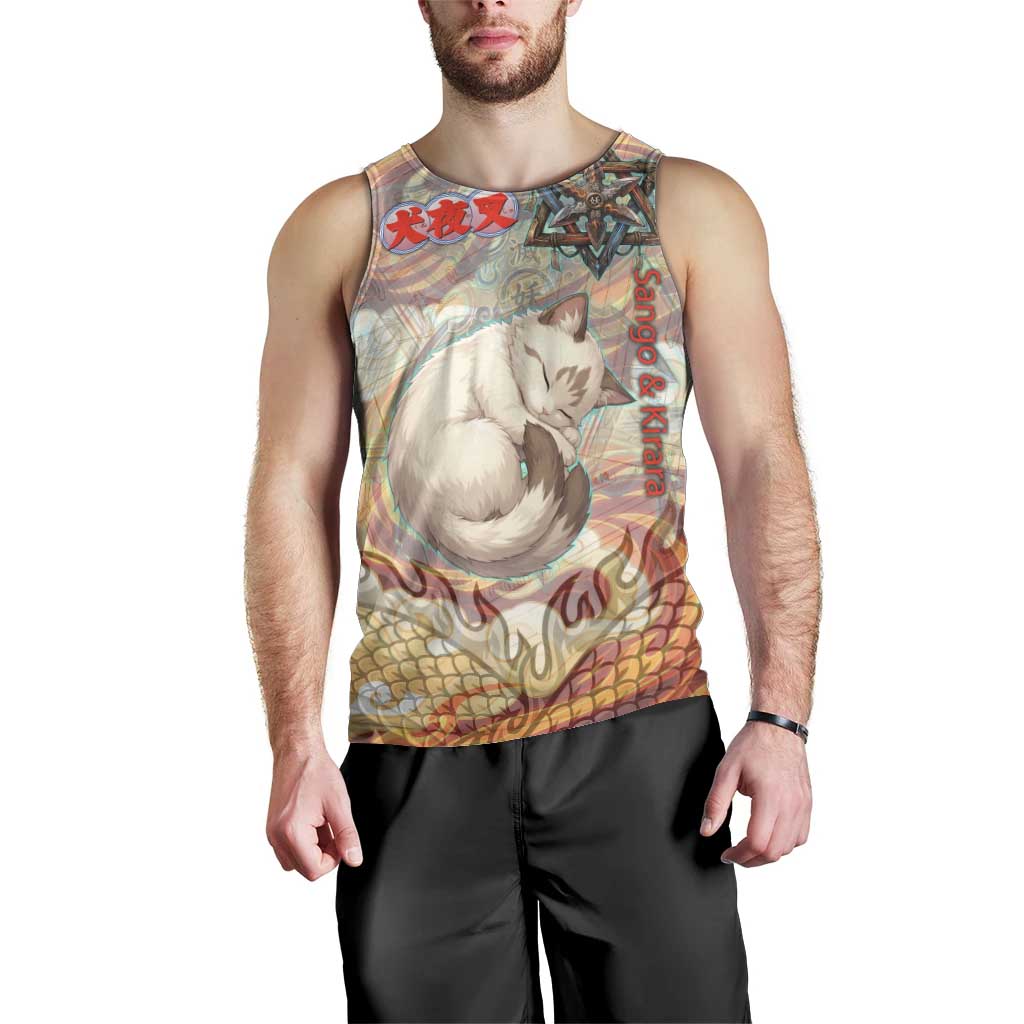 Sango and Kirara Inuyasha Series Men Tank Top Mythical Anime Style with Flame and Scale Motif