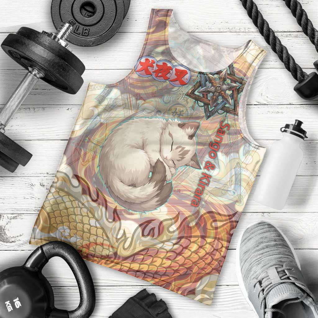 Sango and Kirara Inuyasha Series Men Tank Top Mythical Anime Style with Flame and Scale Motif