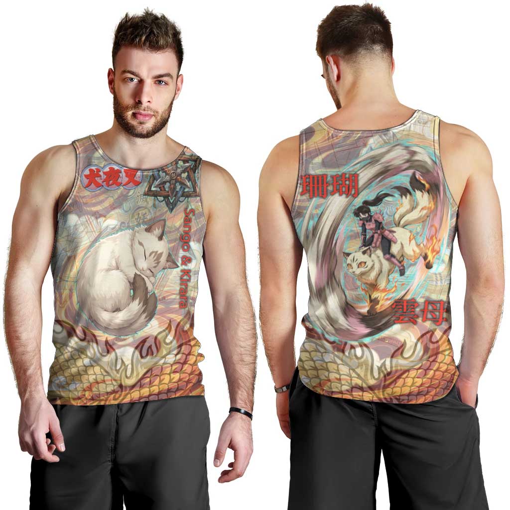 Sango and Kirara Inuyasha Series Men Tank Top Mythical Anime Style with Flame and Scale Motif