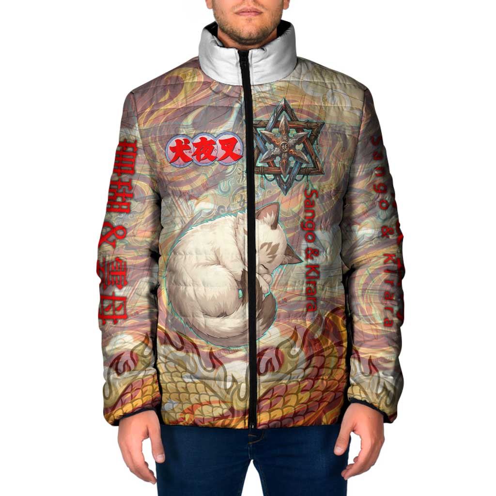 Sango and Kirara Inuyasha Series Padded Jacket Mythical Anime Style with Flame and Scale Motif
