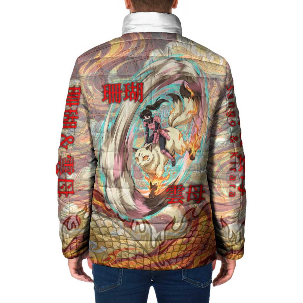 Sango and Kirara Inuyasha Series Padded Jacket Mythical Anime Style with Flame and Scale Motif