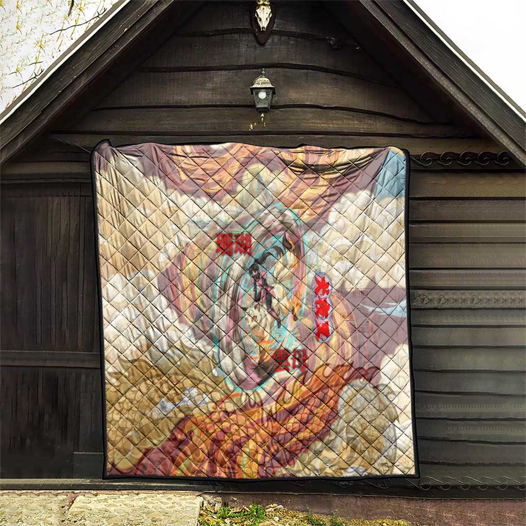 Sango and Kirara Inuyasha Series Quilt Mythical Anime Style with Flame and Scale Motif