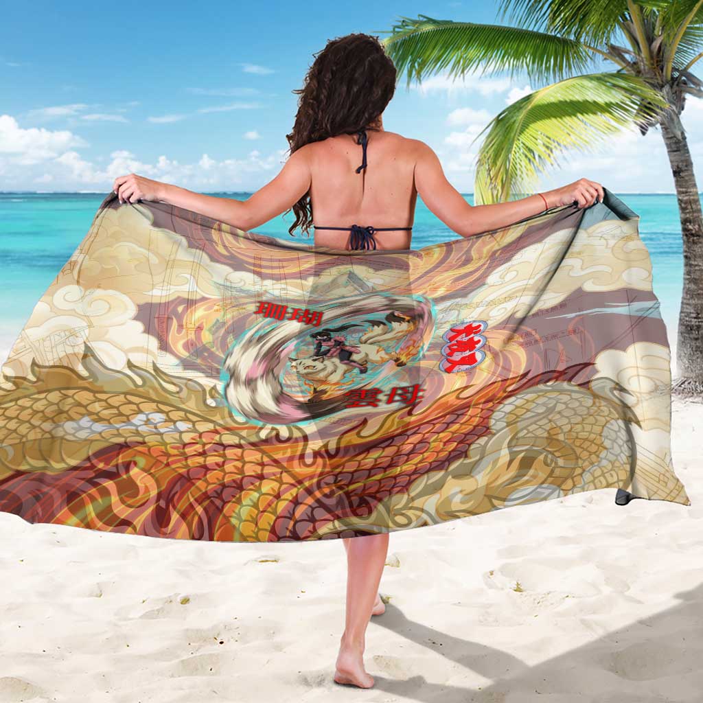 Sango and Kirara Inuyasha Series Sarong Mythical Anime Style with Flame and Scale Motif