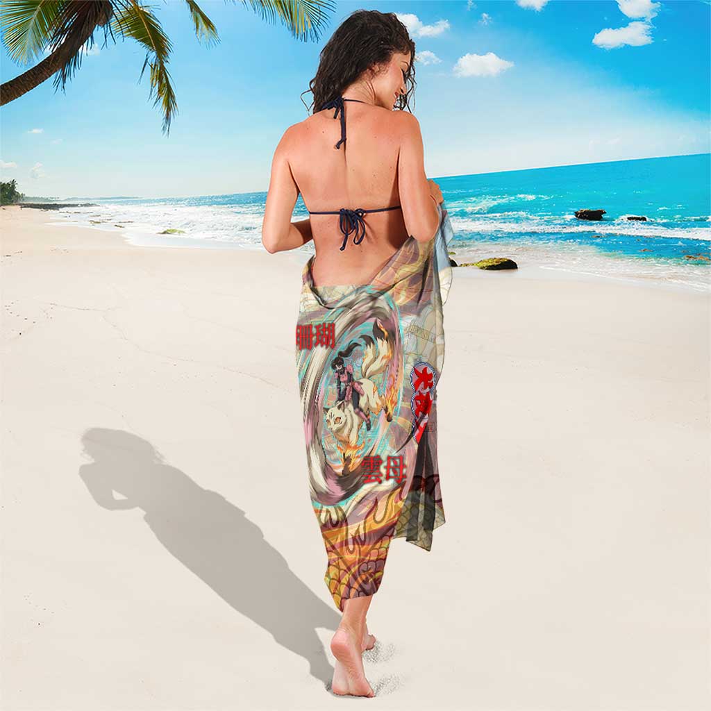 Sango and Kirara Inuyasha Series Sarong Mythical Anime Style with Flame and Scale Motif