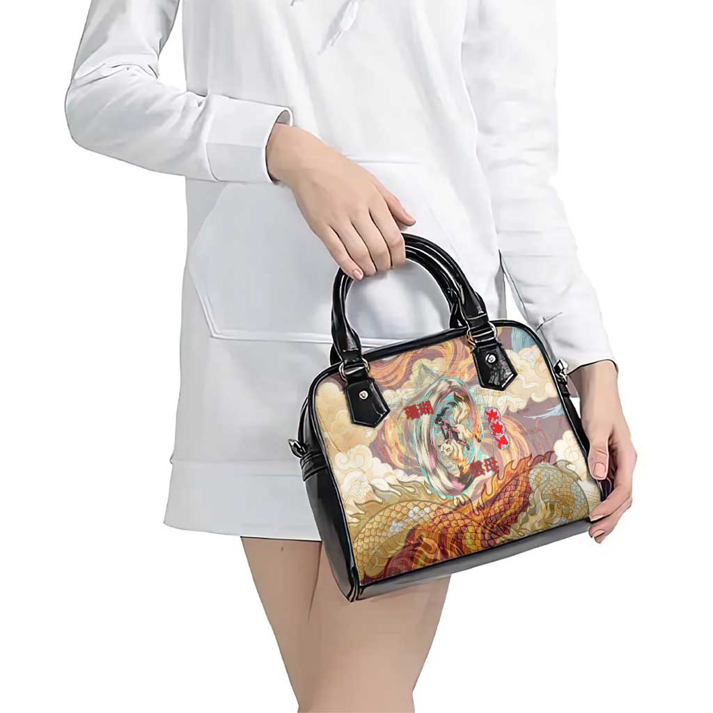 Sango and Kirara Inuyasha Series Shoulder Handbag Mythical Anime Style with Flame and Scale Motif