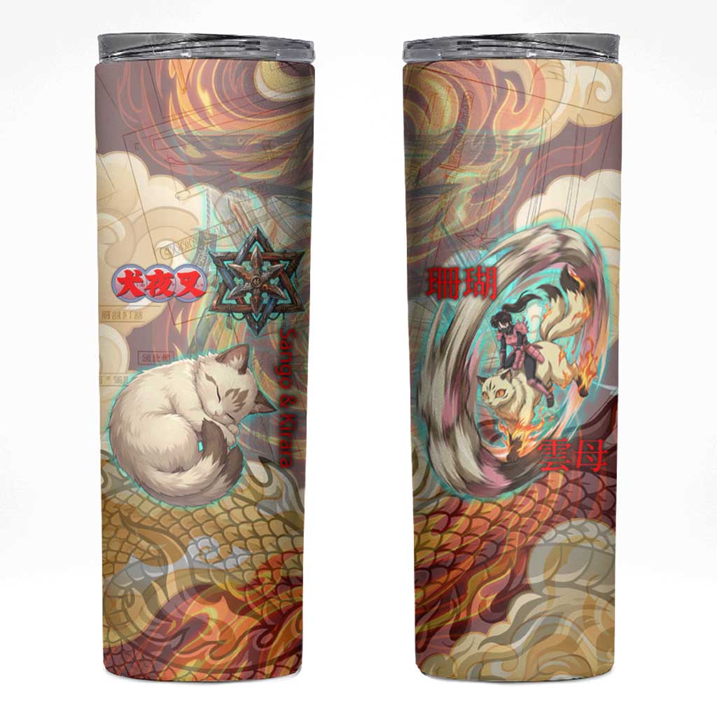 Sango and Kirara Inuyasha Series Skinny Tumbler Mythical Anime Style with Flame and Scale Motif