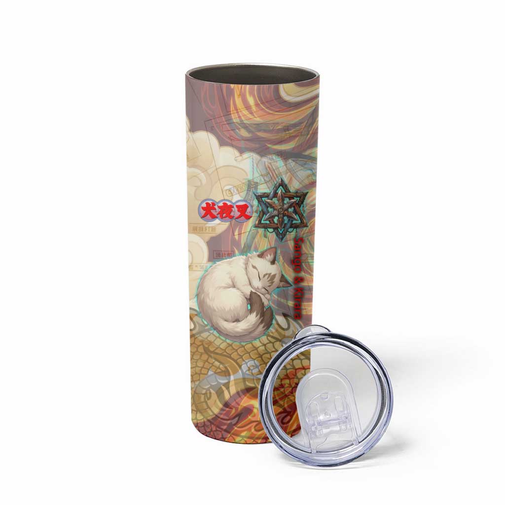 Sango and Kirara Inuyasha Series Skinny Tumbler Mythical Anime Style with Flame and Scale Motif