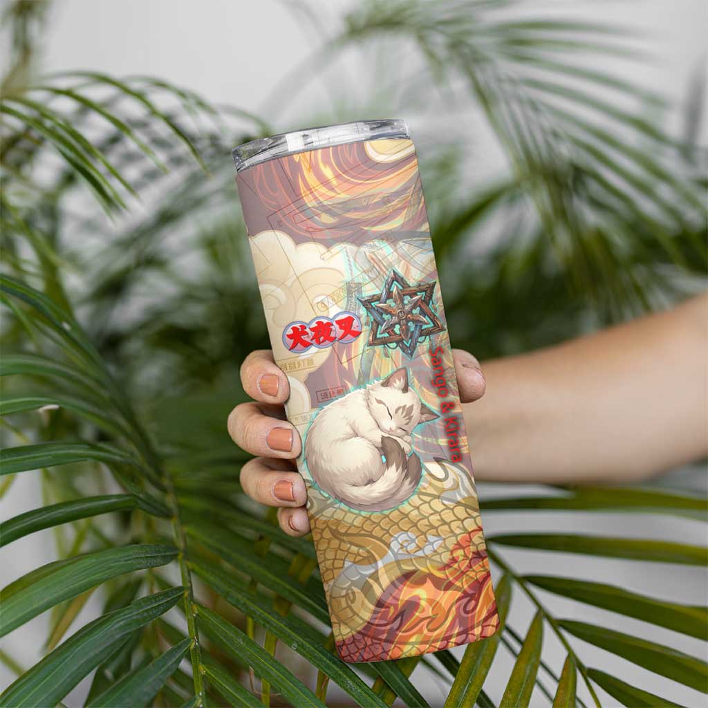 Sango and Kirara Inuyasha Series Skinny Tumbler Mythical Anime Style with Flame and Scale Motif
