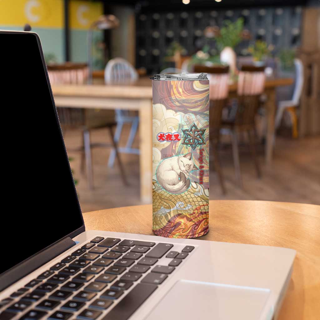 Sango and Kirara Inuyasha Series Skinny Tumbler Mythical Anime Style with Flame and Scale Motif