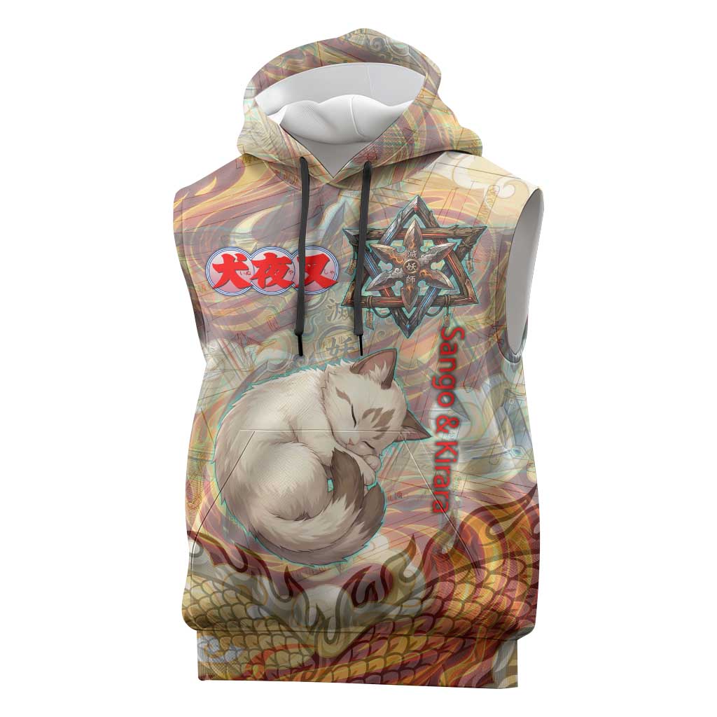 Sango and Kirara Inuyasha Series Sleeveless Hoodie Mythical Anime Style with Flame and Scale Motif