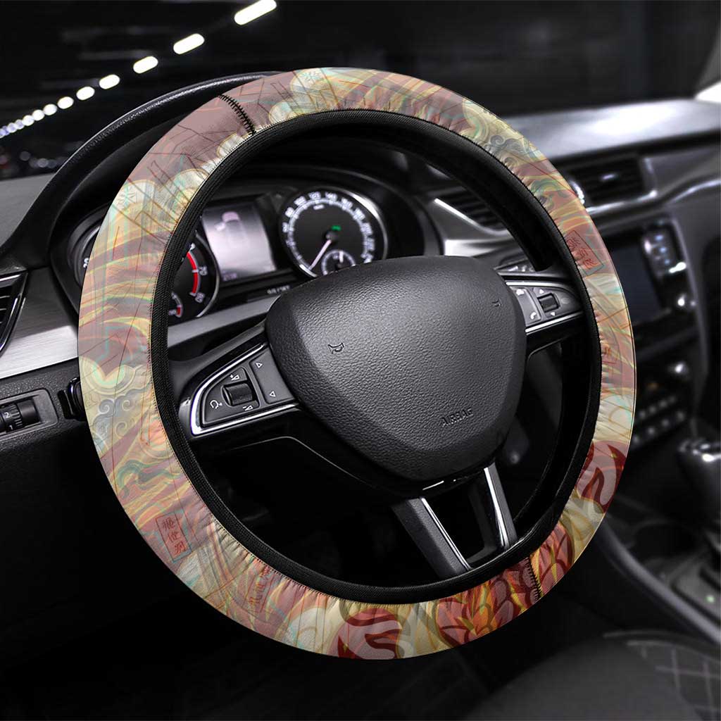 Sango and Kirara Inuyasha Series Steering Wheel Cover Mythical Anime Style with Flame and Scale Motif