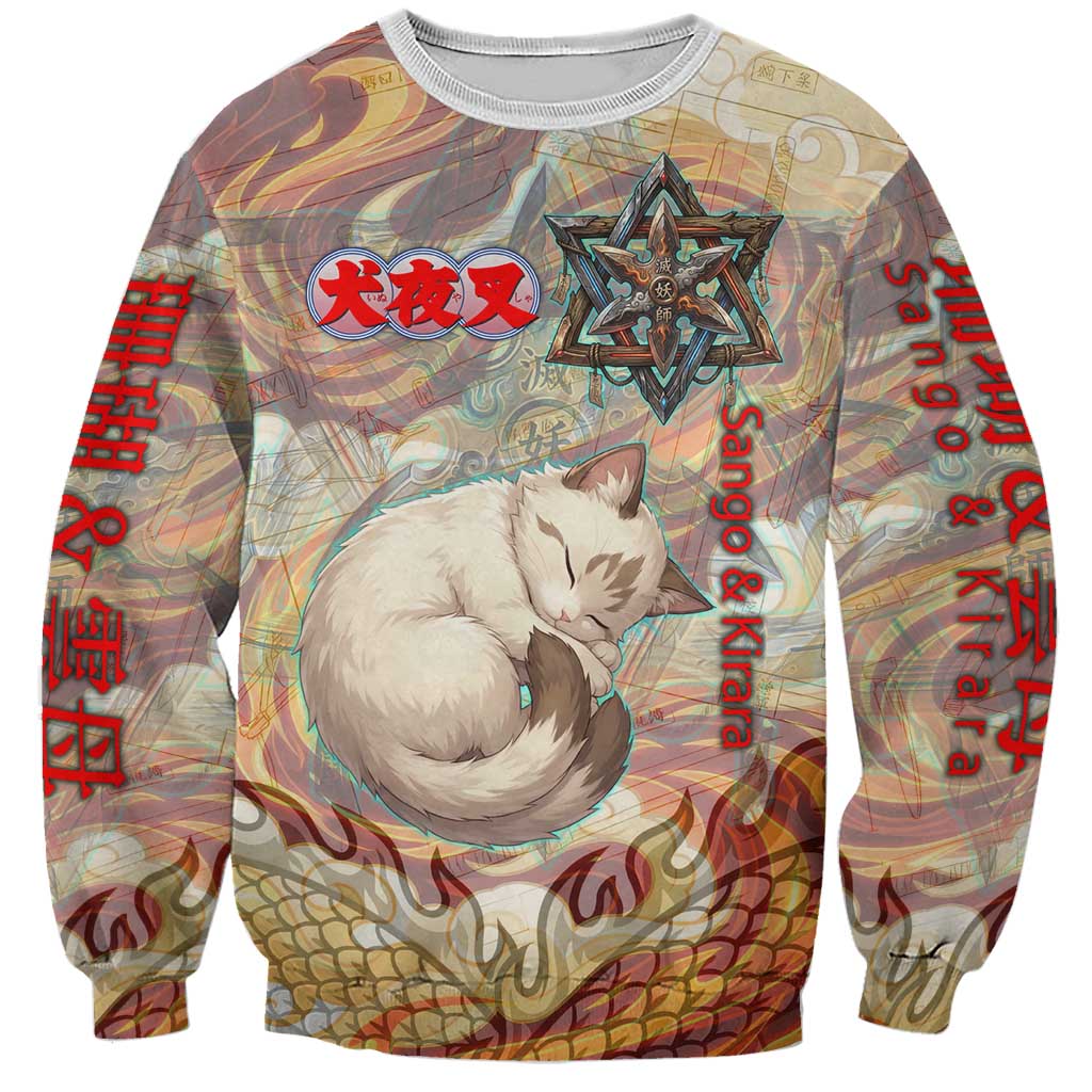 Sango and Kirara Inuyasha Series Sweatshirt Mythical Anime Style with Flame and Scale Motif