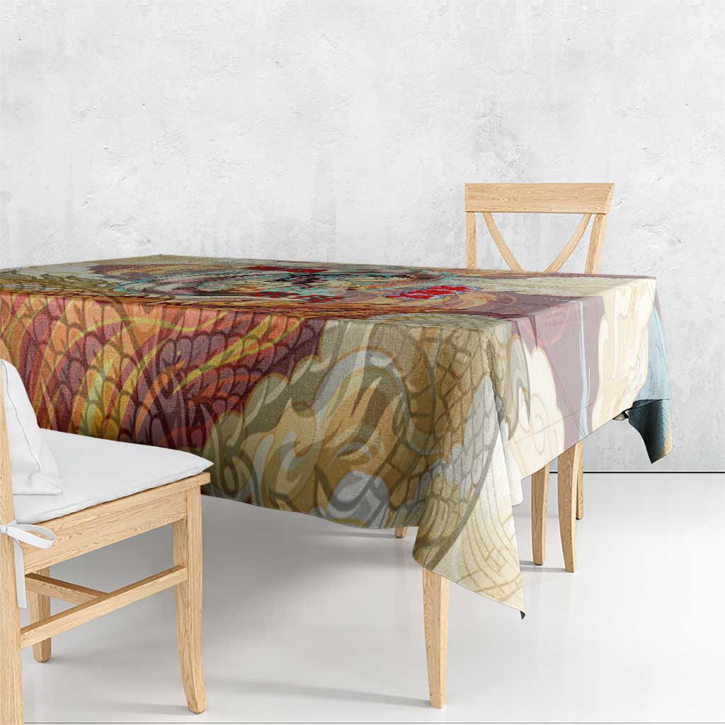 Sango and Kirara Inuyasha Series Tablecloth Mythical Anime Style with Flame and Scale Motif