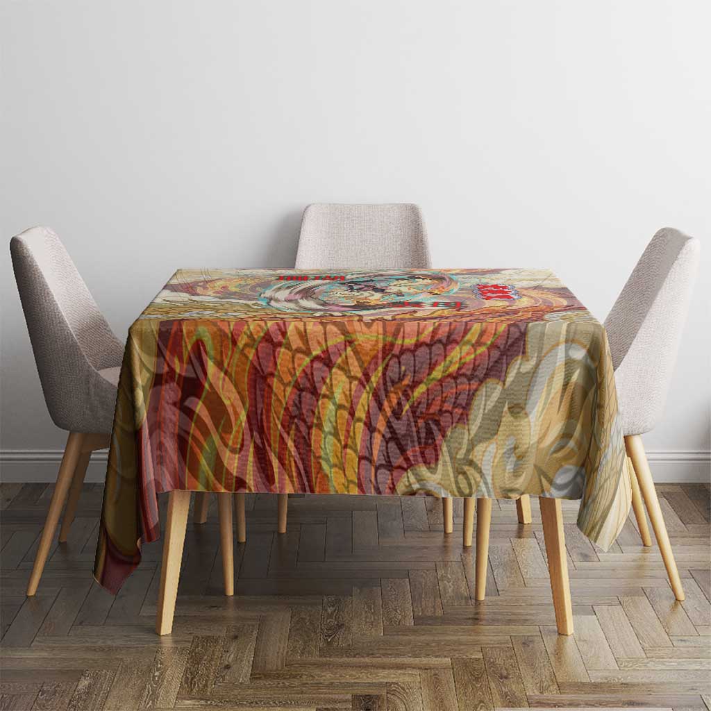 Sango and Kirara Inuyasha Series Tablecloth Mythical Anime Style with Flame and Scale Motif