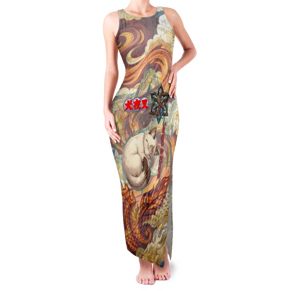 Sango and Kirara Inuyasha Series Tank Maxi Dress Mythical Anime Style with Flame and Scale Motif